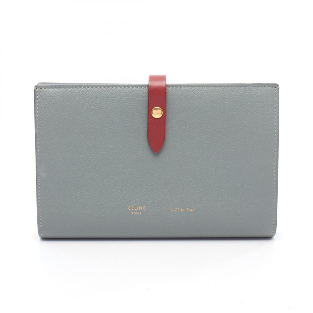 Celine Strap Wallet Bifold Leather Tones Blue Red